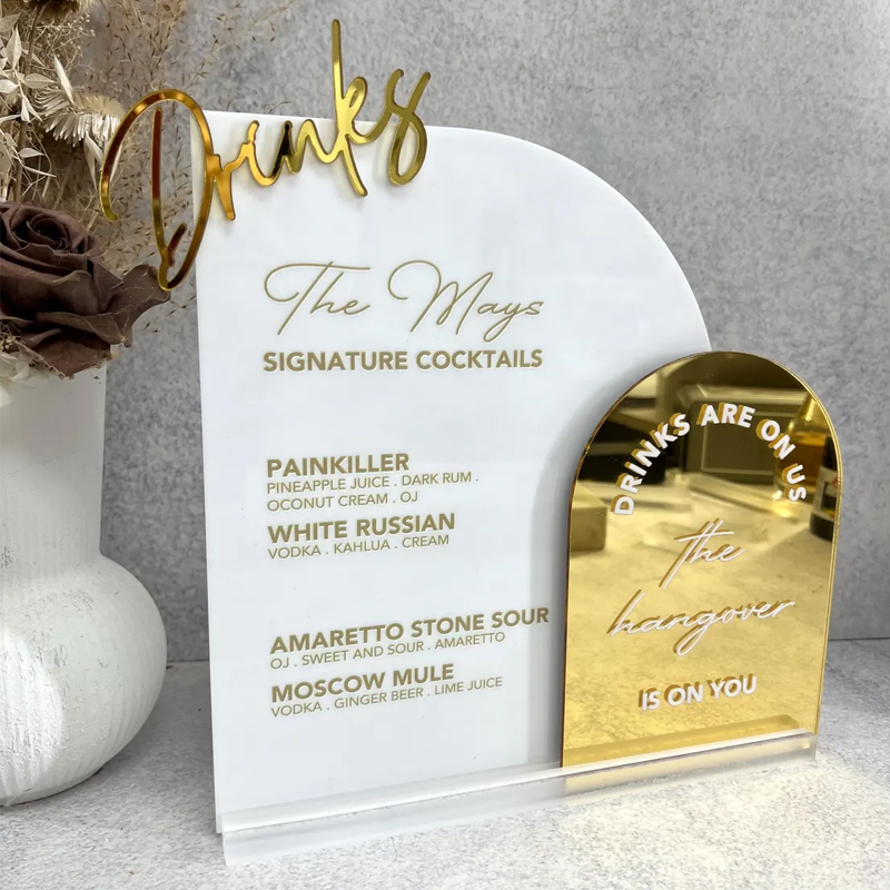 Custom Bar Menu with 3D Cutout - Table Number Gold review and price