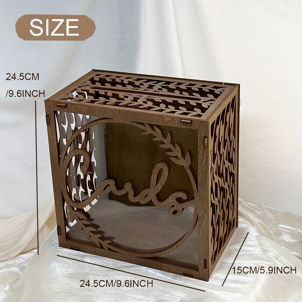1pc Brown Wooden Wedding Card  - Wedding Card Box review and price
