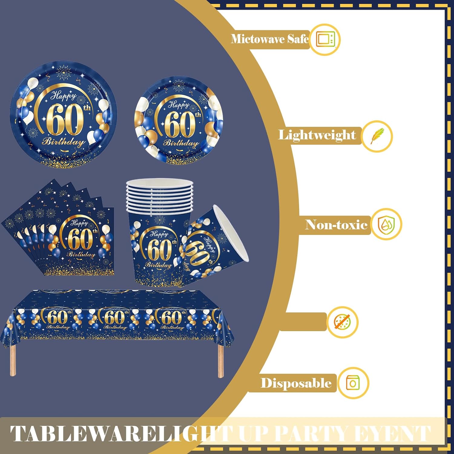 Navy Blue Gold 60th Birthday D - Table Number Gold review and price